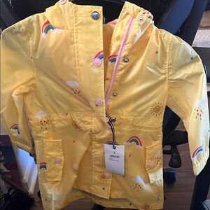 Joules Yellow Raincoat with Rainbow and Sun Print